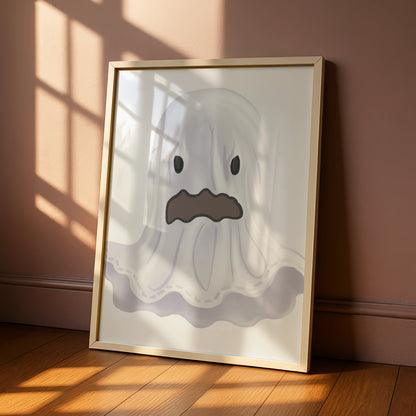 Halloween Ghost Poster, Spooky Ghost Wall Art, Cute Ghost Print, Halloween Decor