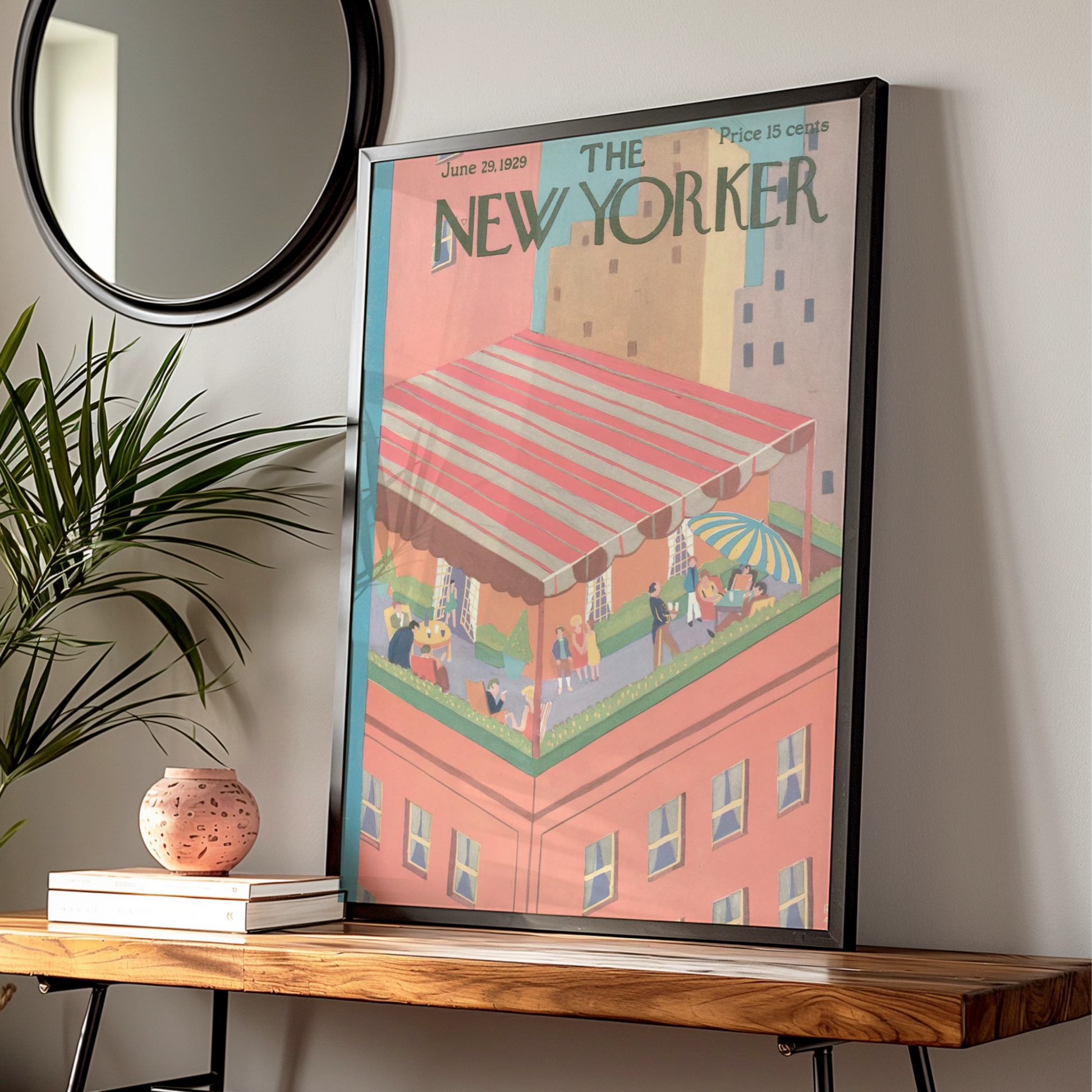 The New Yorker June 1929 Rooftop Party Poster, Vintage Art Deco NYC Wall Art Print