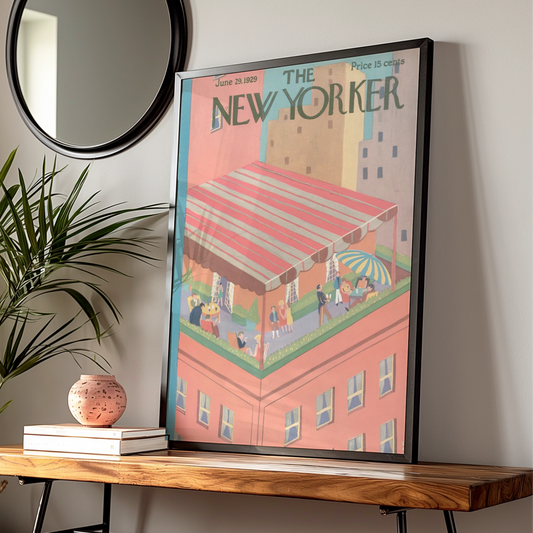 The New Yorker June 1929 Rooftop Party Poster, Vintage Art Deco NYC Wall Art Print