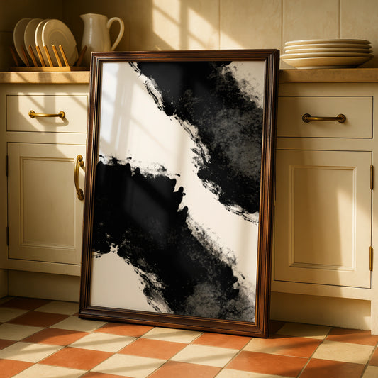 Abstract Ink Splash Monochrome Wall Art, Black and White Poster, Modern Print