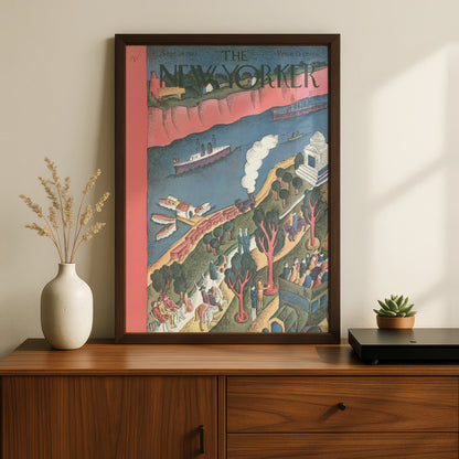 The New Yorker September 1927 Cover Art Poster, Vintage River Scene Wall Art