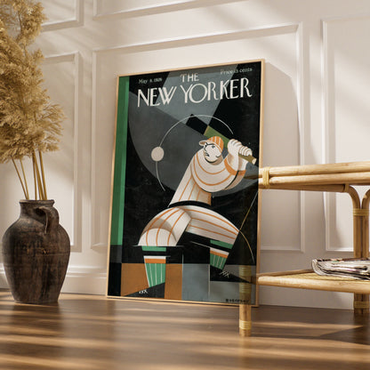 The New Yorker 1926 Baseball Poster, Art Deco Cover Print, Vintage Sports Wall Art