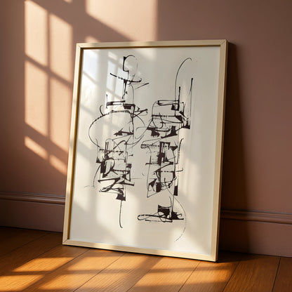Abstract Monochrome Wall Art, Black and White Gestural Print, Modern Contemporary Poster