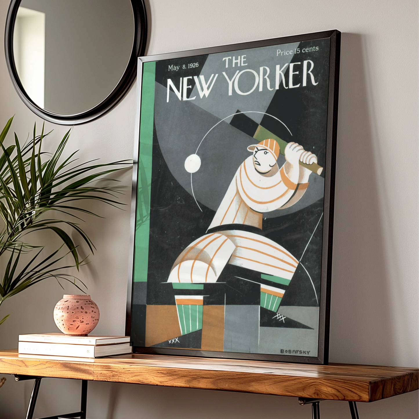 The New Yorker 1926 Baseball Poster, Art Deco Cover Print, Vintage Sports Wall Art
