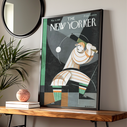 The New Yorker 1926 Baseball Poster, Art Deco Cover Print, Vintage Sports Wall Art