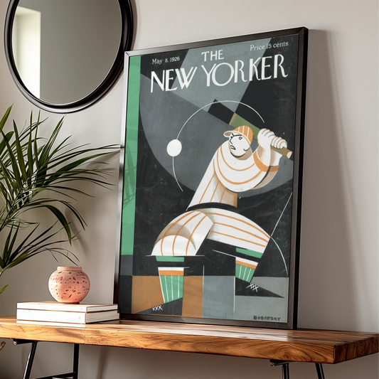 The New Yorker 1926 Baseball Poster, Art Deco Cover Print, Vintage Sports Wall Art