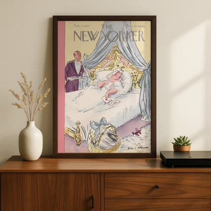 New Yorker 1929 Cover Poster, Valentine Bedroom Scene, Vintage Magazine Wall Art