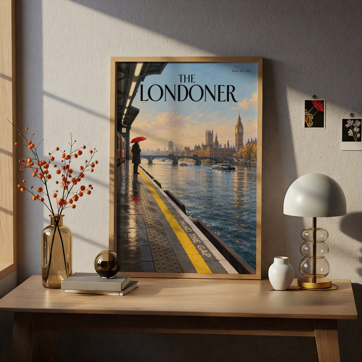 London Underground Poster, Big Ben Thames Wall Art, Mind the Gap Magazine Cover Art Print