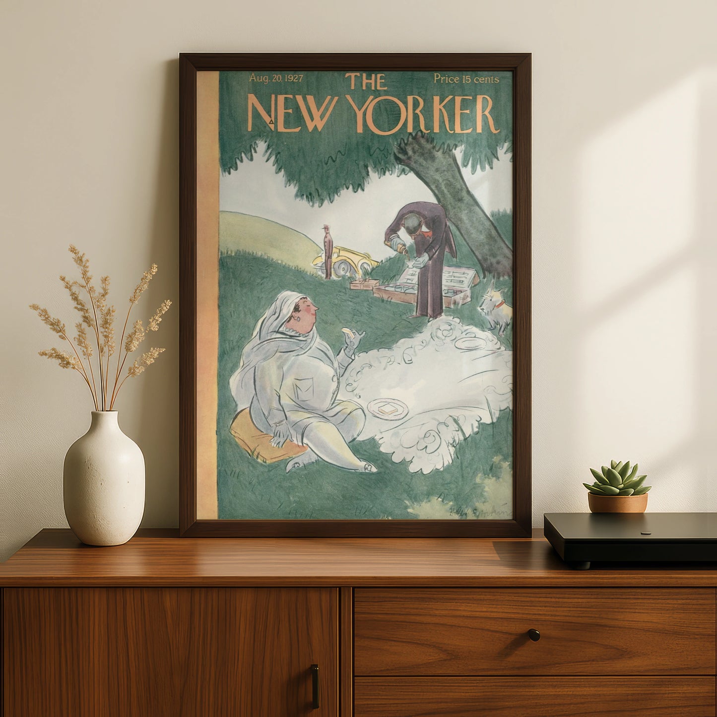 The New Yorker August 1927 Cover Poster, Vintage Picnic Art Print, Retro Wall Art