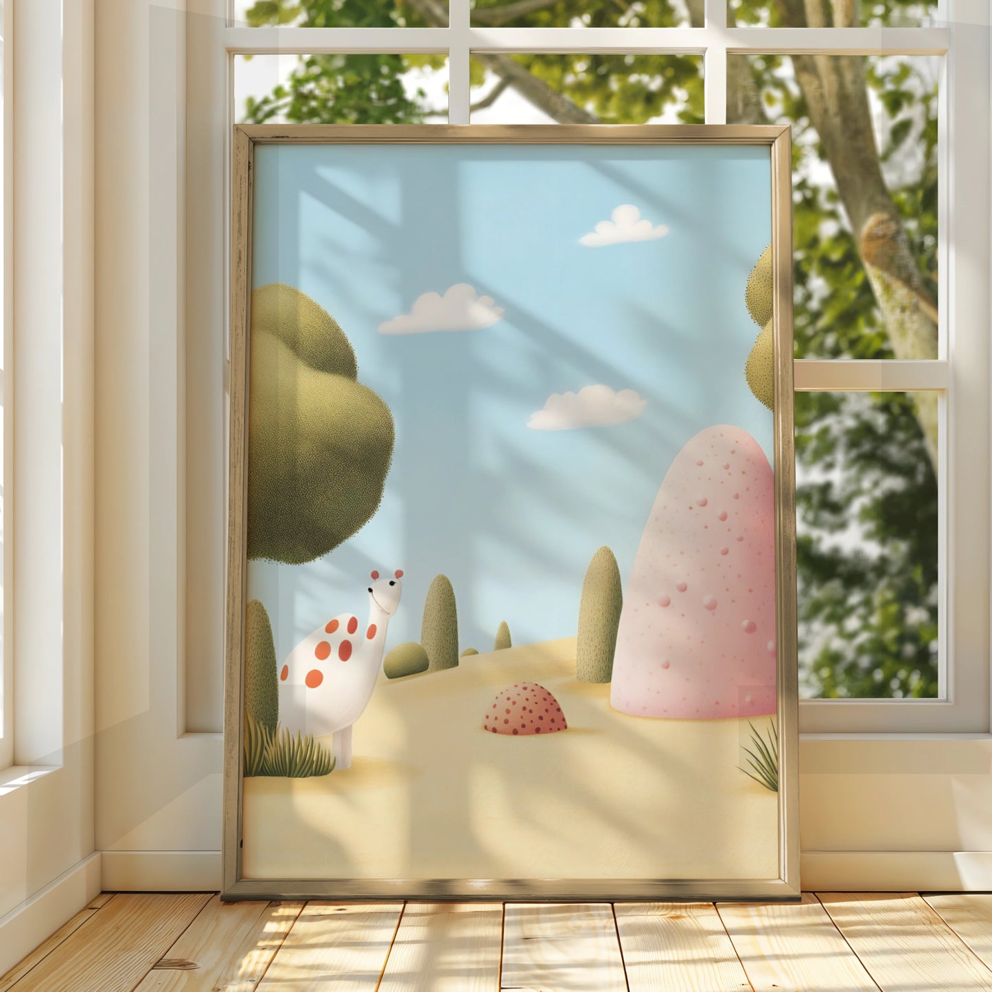 Cute Dinosaur Nursery Wall Art, Baby Dino Print, Kids Room Poster, Pastel Children Decor