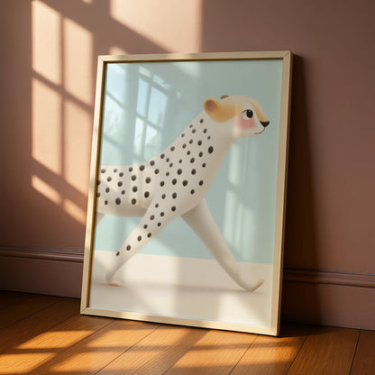 Cheetah Nursery Wall Art, Cute Animal Print, Baby Blue Kids Room Poster, Safari Decor