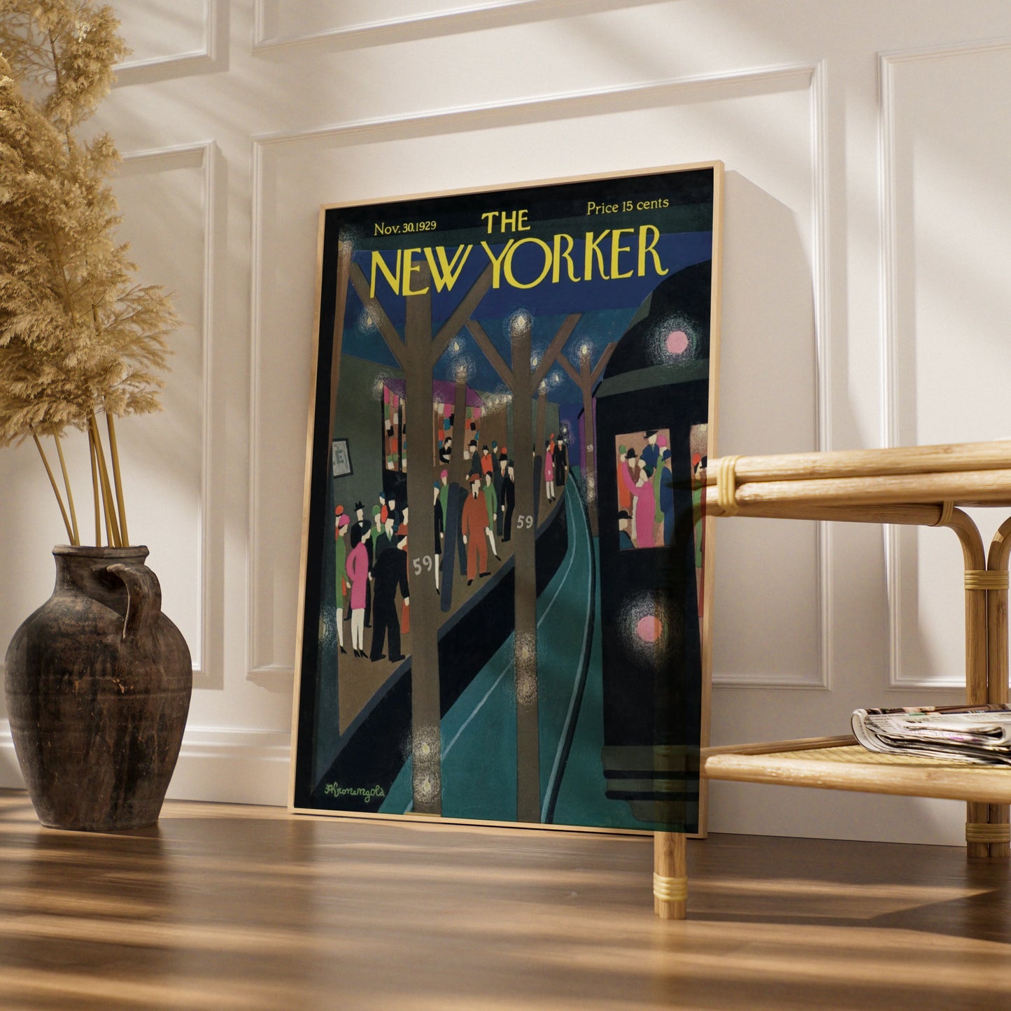 New Yorker 1929 Cover Poster, Vintage NYC Street Scene Art, Art Deco Wall Print