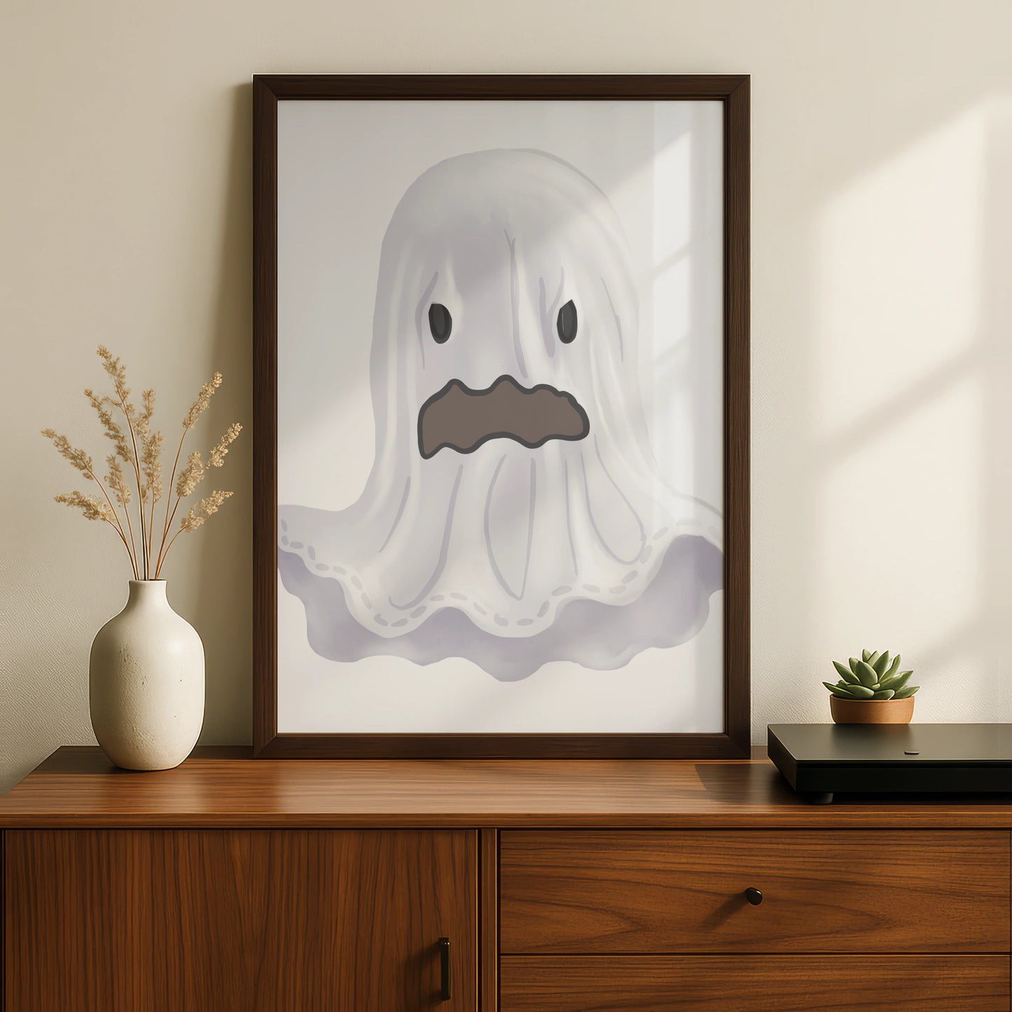 Halloween Ghost Poster, Spooky Ghost Wall Art, Cute Ghost Print, Halloween Decor