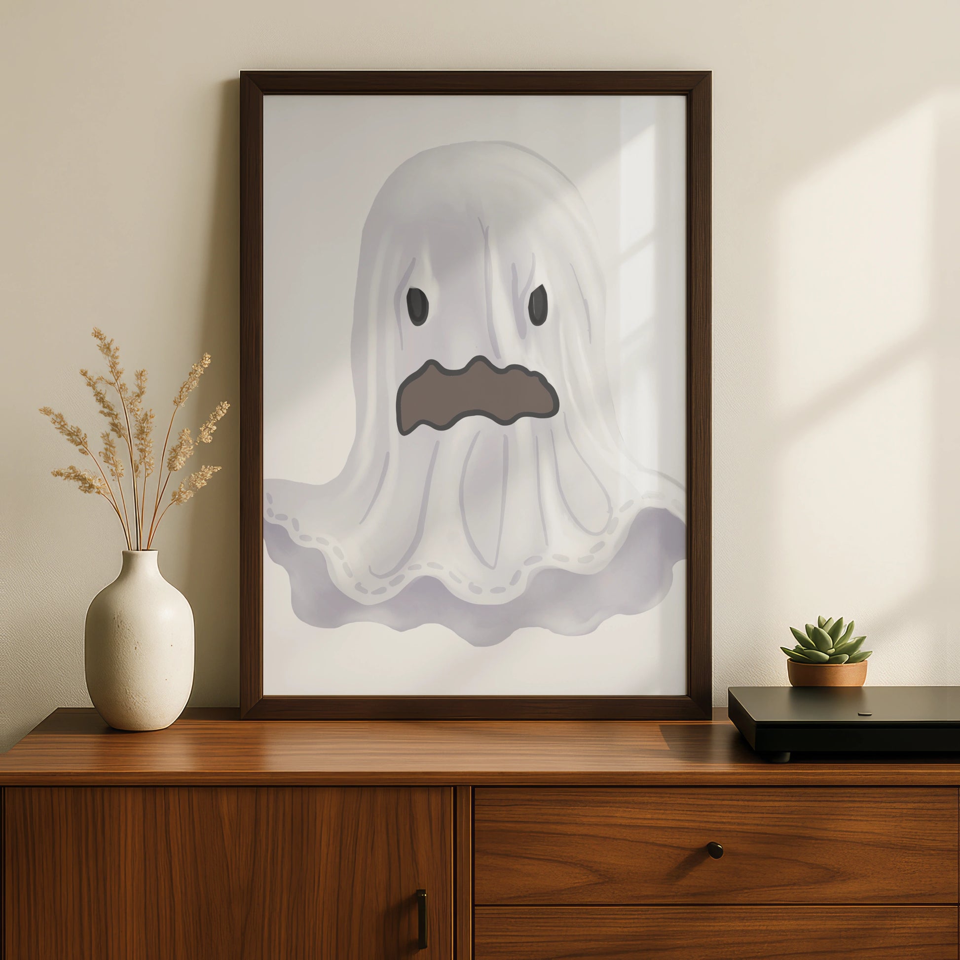 Halloween Ghost Poster, Spooky Ghost Wall Art, Cute Ghost Print, Halloween Decor