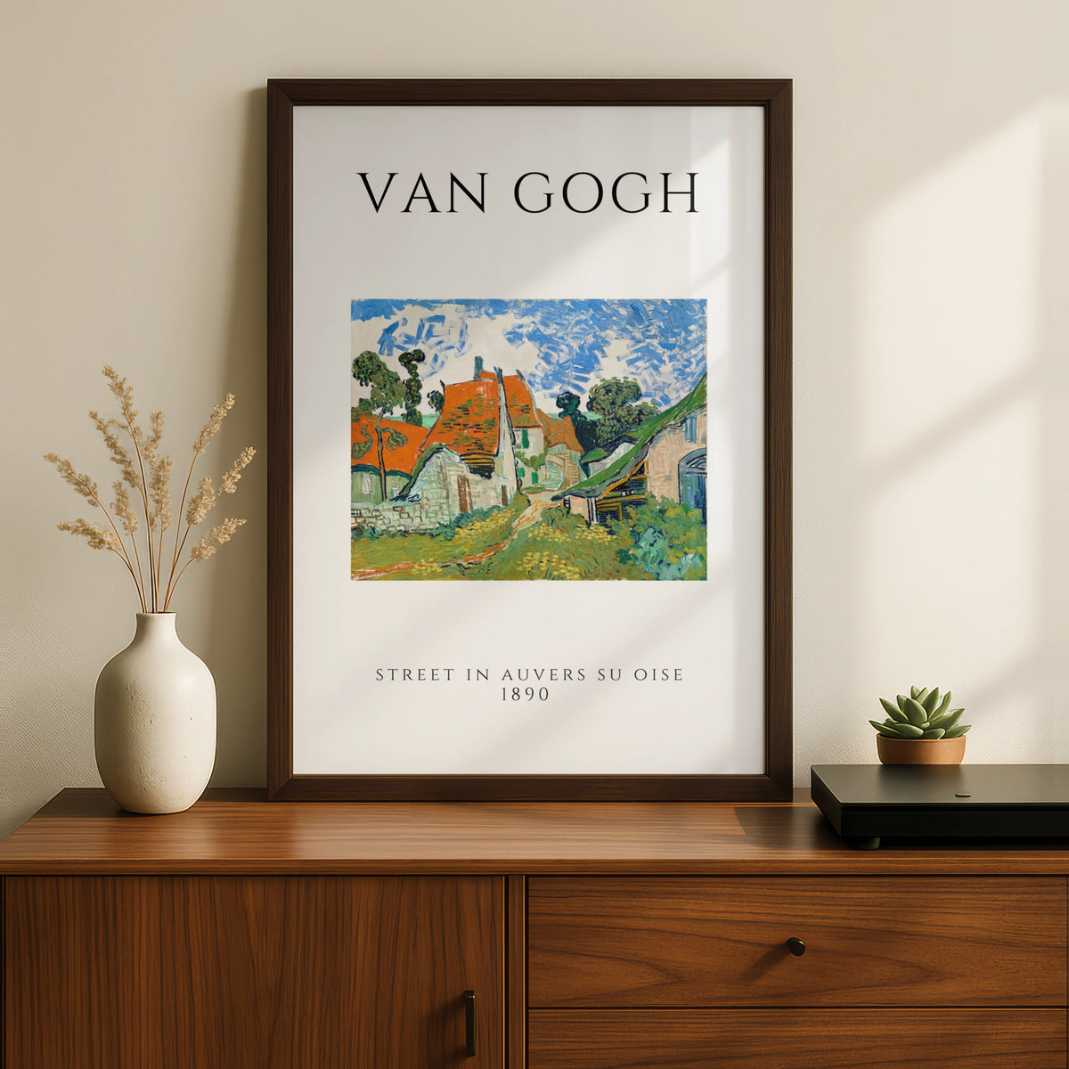 Van Gogh Street in Auvers Wall Art Print | Post-Impressionist Village Poster – A5 Black frame