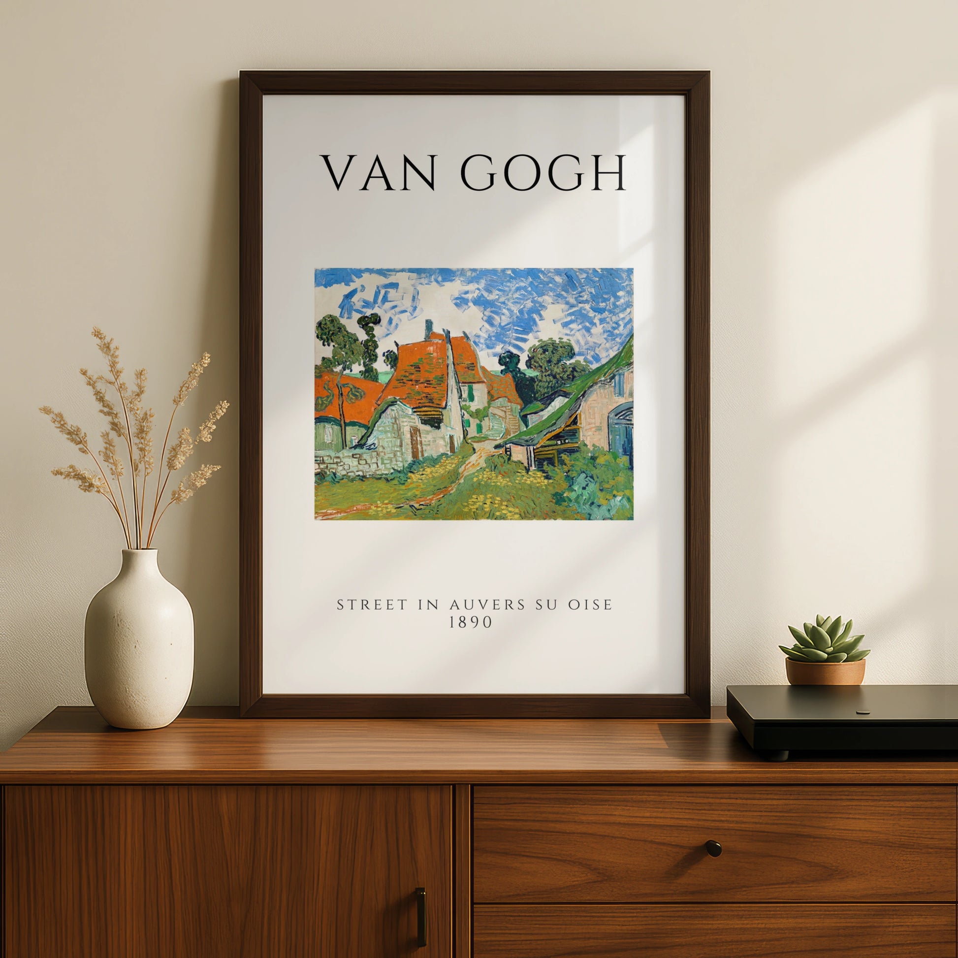Van Gogh Street in Auvers Wall Art Print | Post-Impressionist Village Poster – A5 Black frame