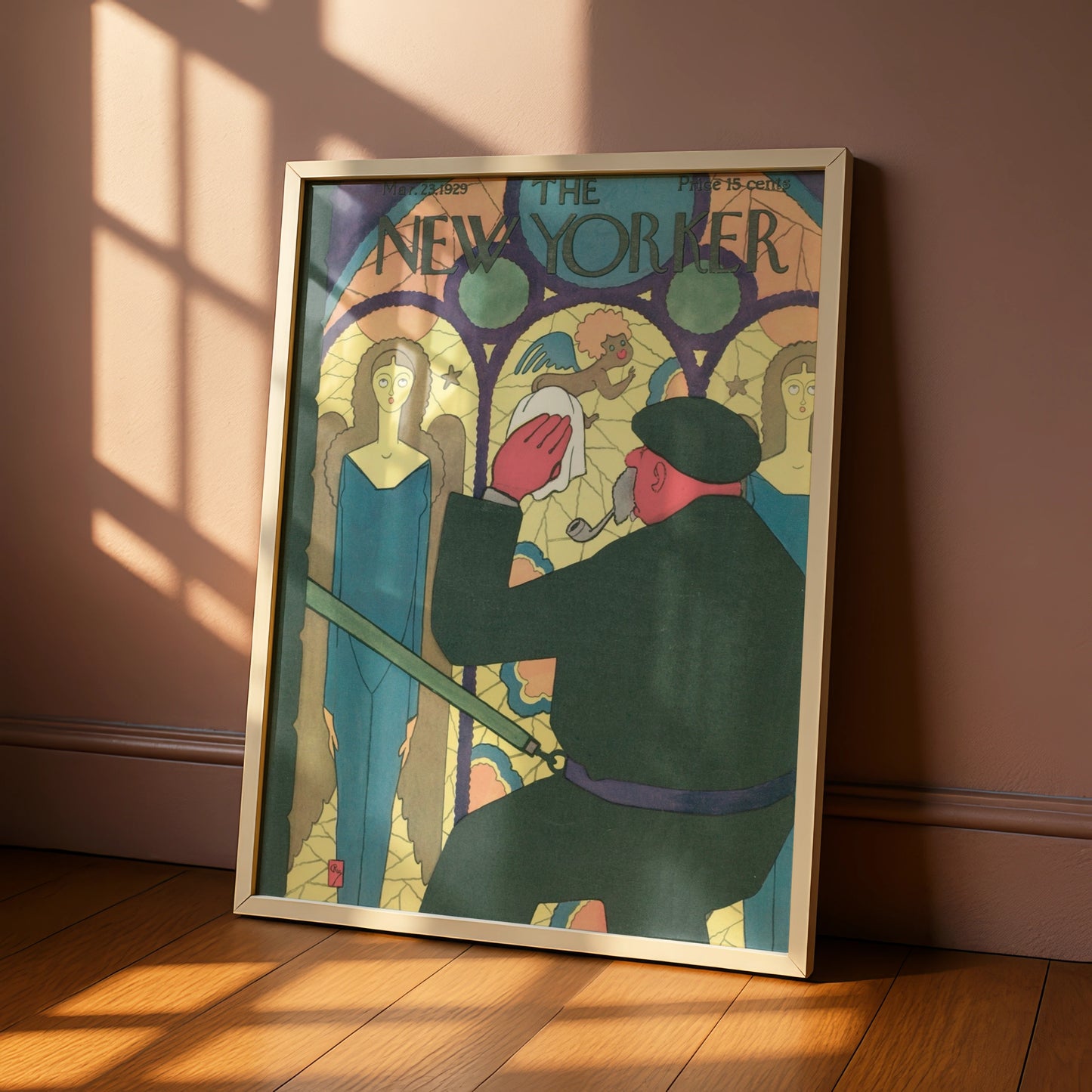 New Yorker Cover March 1929 Poster, Stained Glass Angels Art, Vintage Magazine Wall Art