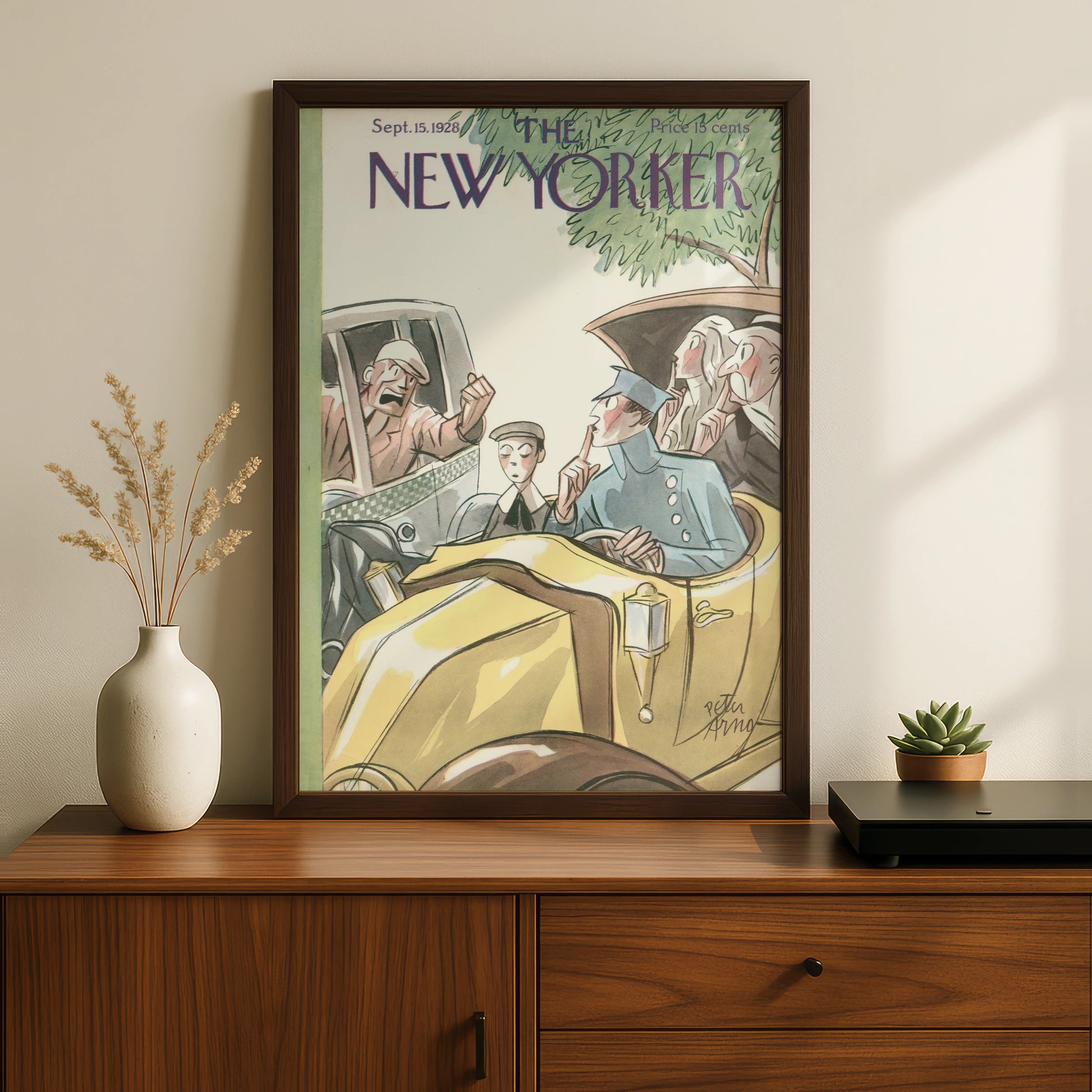 New Yorker Cover Poster Sept 1928, Peter Arno Vintage Car Art, Retro Wall Print