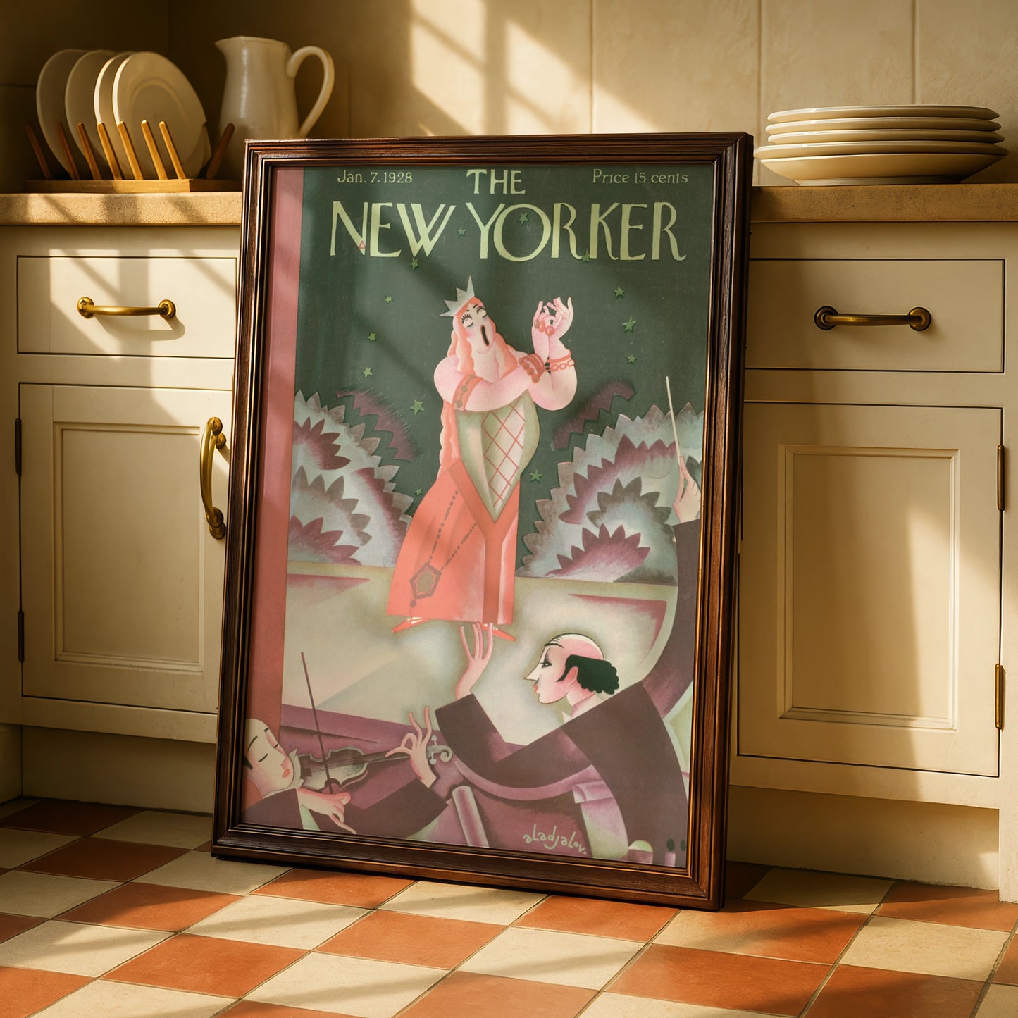 New Yorker 1928 Opera Singer Poster, Vintage Art Deco Cover Print, Music Wall Art