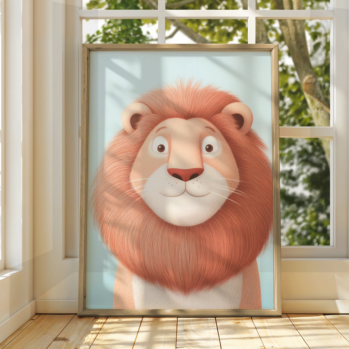Cute Lion Nursery Wall Art, Baby Animal Poster, Kids Room Print, Safari Decor