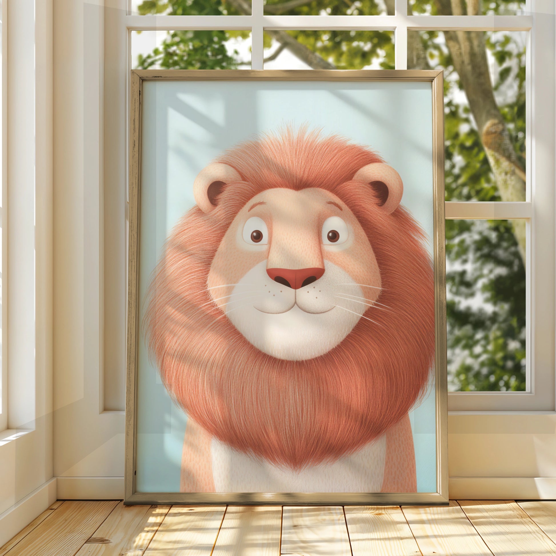 Cute Lion Nursery Wall Art, Baby Animal Poster, Kids Room Print, Safari Decor