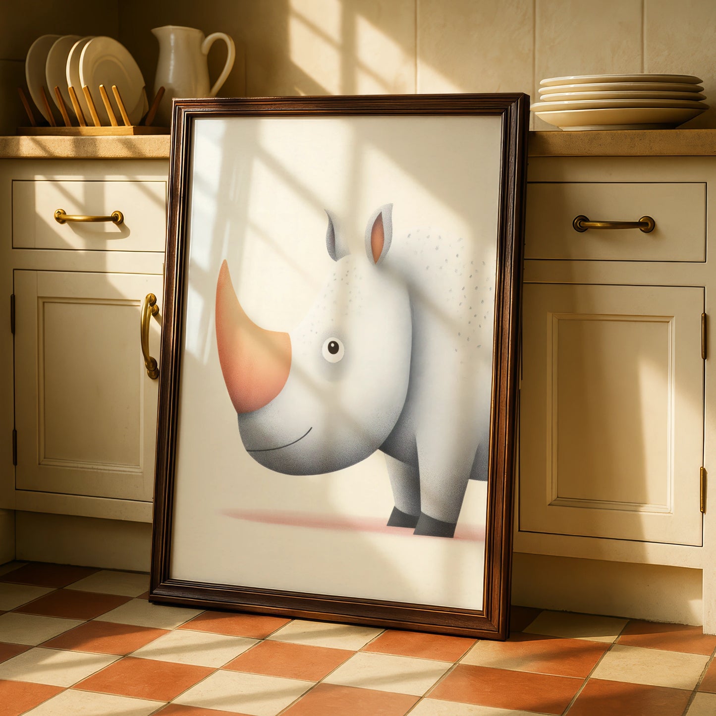 Cute Rhino Nursery Wall Art, Safari Animal Print, Kids Room Poster, Baby Shower Gift