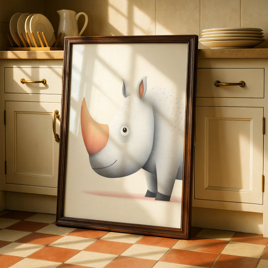 Cute Rhino Nursery Wall Art, Safari Animal Print, Kids Room Poster, Baby Shower Gift