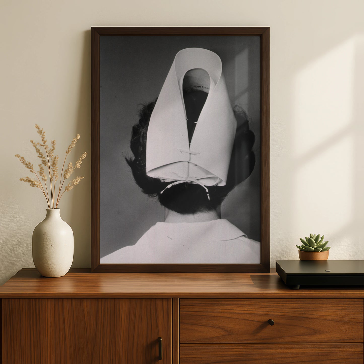 Halloween Nurse Poster, Vintage Black White Horror Print, Creepy Nurse Cap Wall Art
