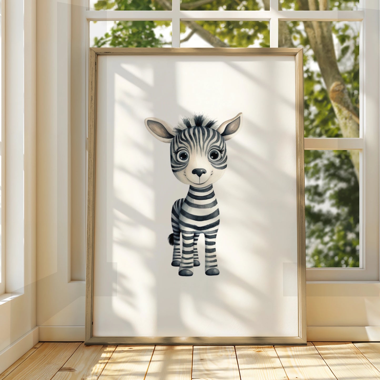 Cute Baby Zebra Nursery Wall Art, Safari Animal Poster, Kids Room Print, Children's Decor