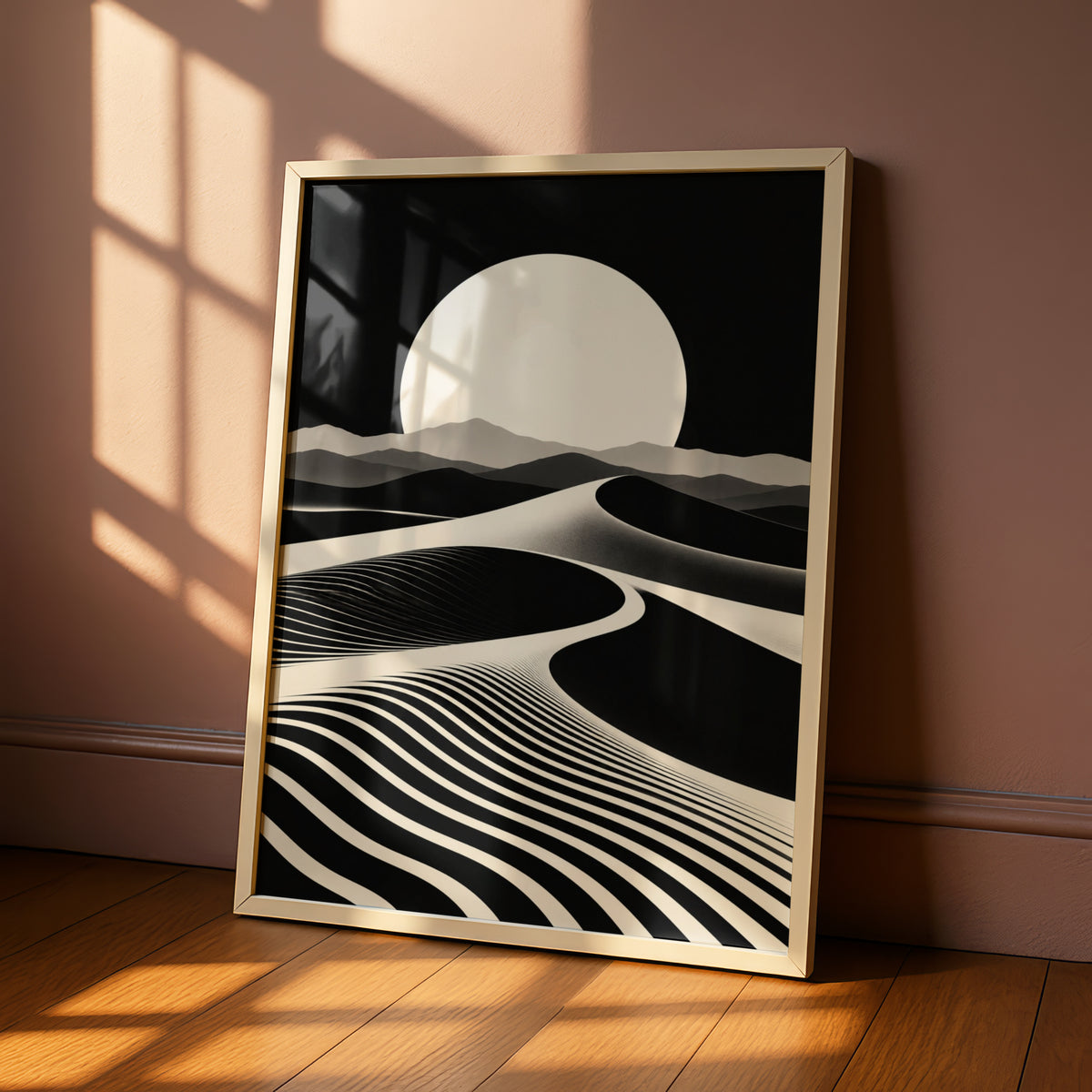 Desert Dunes Monochrome Wall Art, Black and White Landscape Poster, Minimalist Print