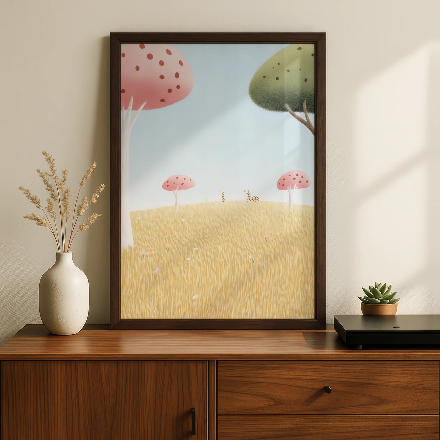 Giraffe Nursery Wall Art, Pastel Safari Print, Baby Room Poster, Cute Animal Decor