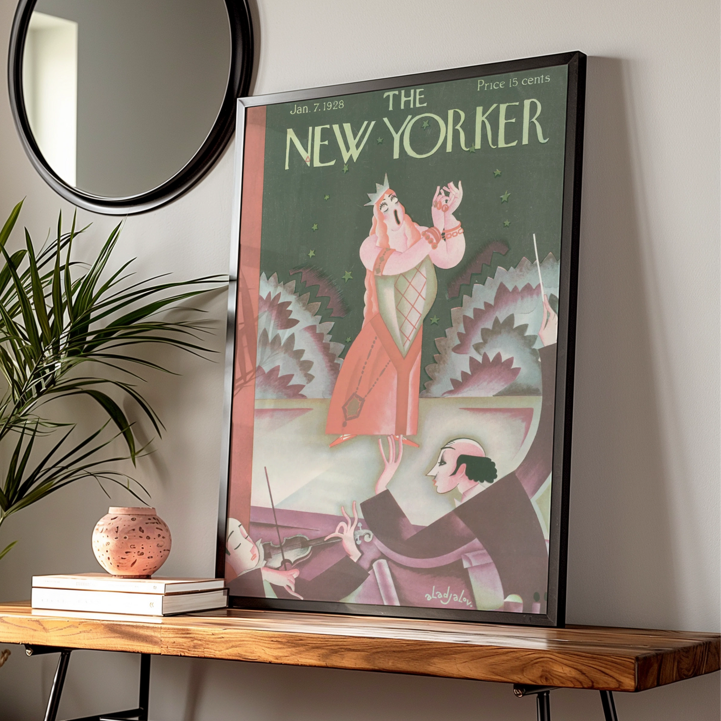 New Yorker 1928 Opera Singer Poster, Vintage Art Deco Cover Print, Music Wall Art