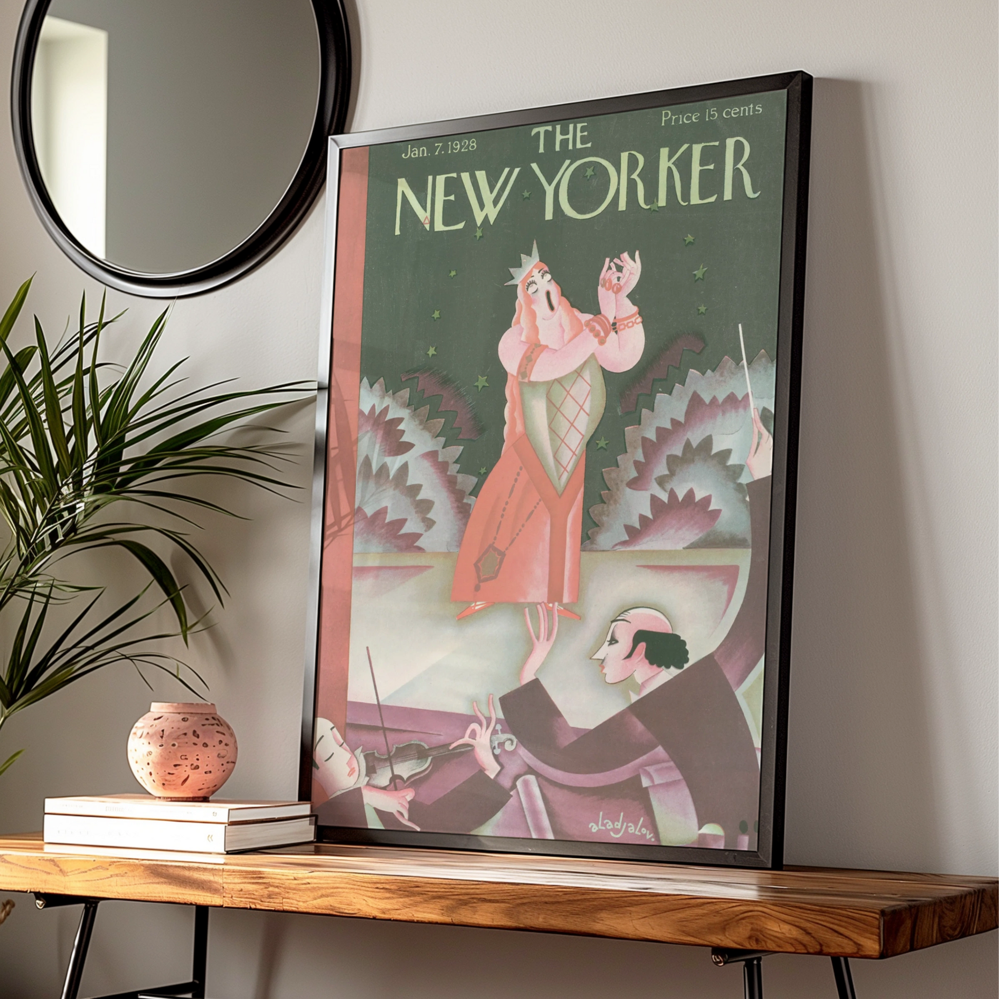 New Yorker 1928 Opera Singer Poster, Vintage Art Deco Cover Print, Music Wall Art