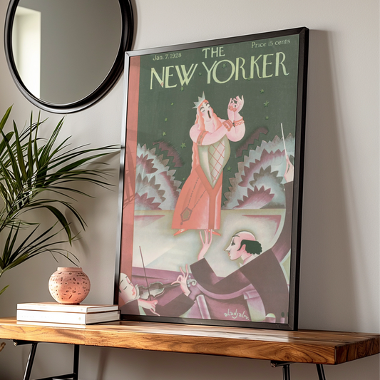 New Yorker 1928 Opera Singer Poster, Vintage Art Deco Cover Print, Music Wall Art
