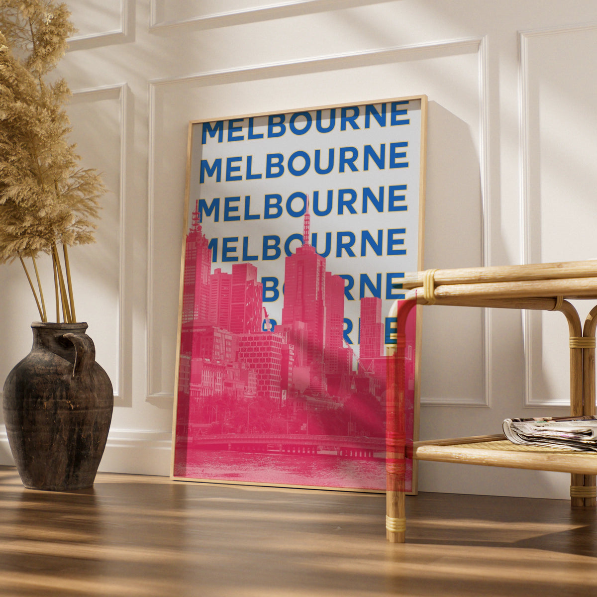 Melbourne Travel Poster, Australia City Wall Art, Retro Skyline Print, Bold Typography