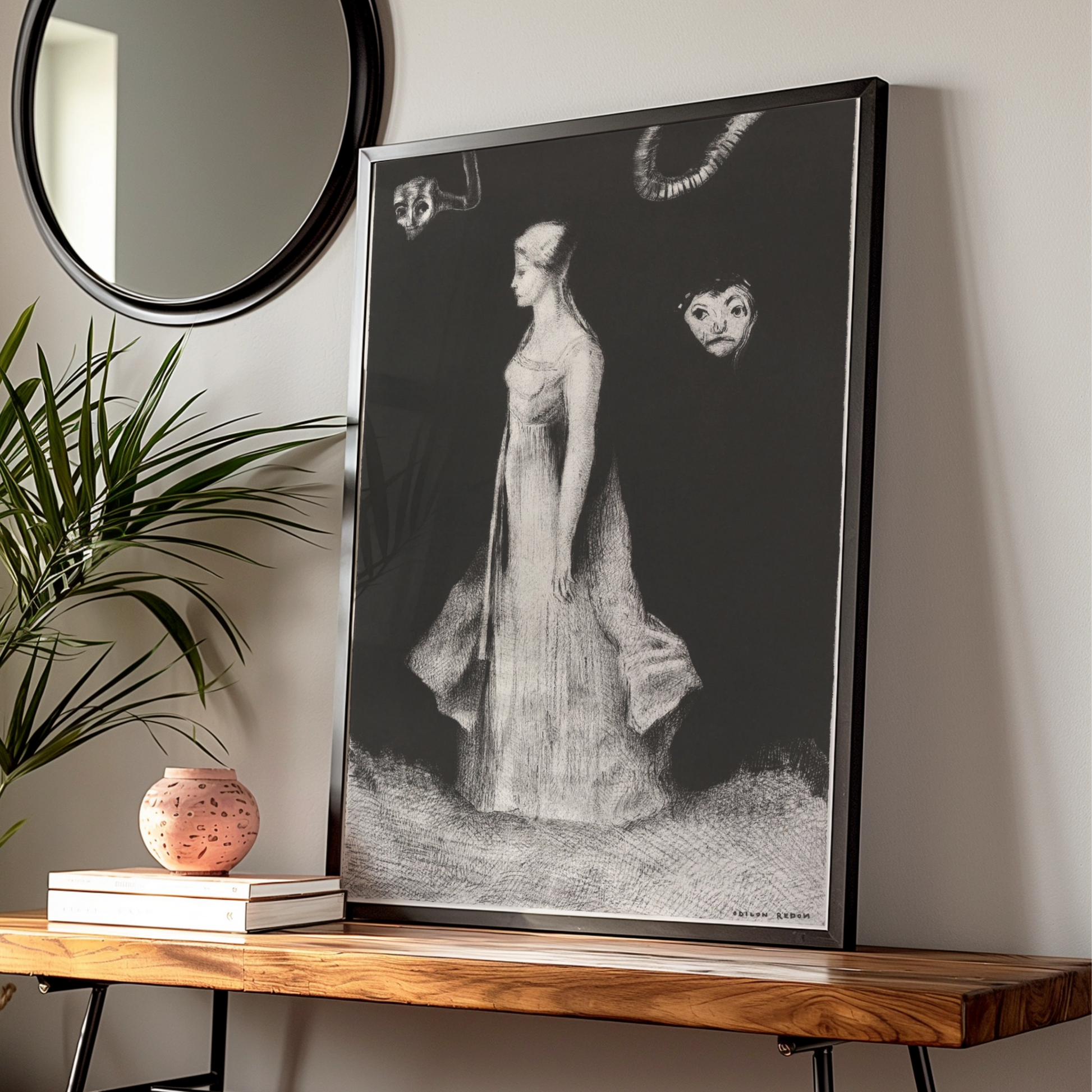 Odilon Redon Halloween Art Print, Gothic Dark Surreal Poster, Macabre Wall Art