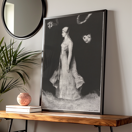 Odilon Redon Halloween Art Print, Gothic Dark Surreal Poster, Macabre Wall Art