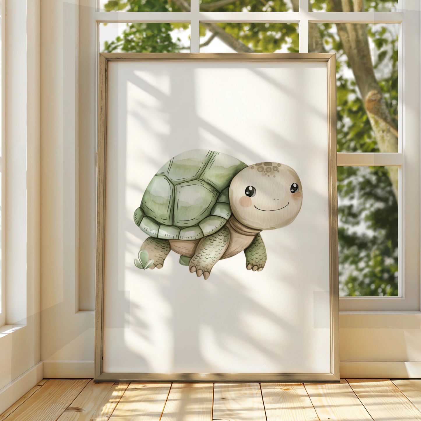 Cute Turtle Nursery Wall Art, Watercolour Animal Print, Baby Room Poster, Kids Decor