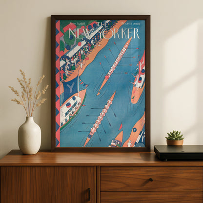 The New Yorker 1927 Rowing Race Cover Poster, Vintage Art Deco Wall Art Print