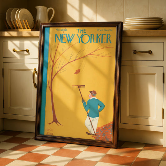 Vintage The New Yorker Art Poster, 1926 Autumn Scene, Retro Wall Art for Home Decor