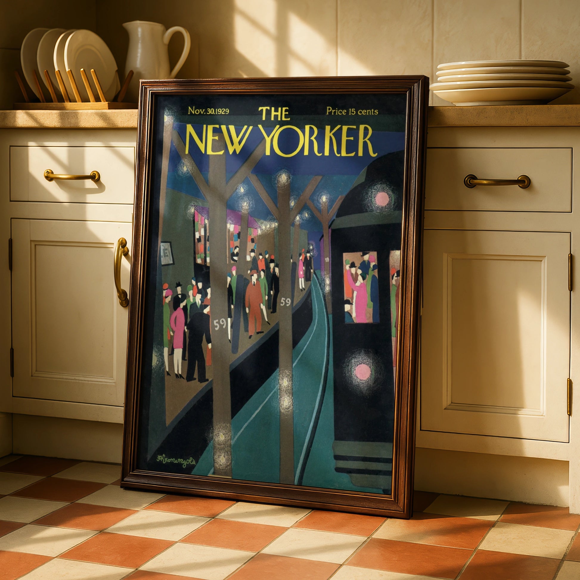 New Yorker 1929 Cover Poster, Vintage NYC Street Scene Art, Art Deco Wall Print