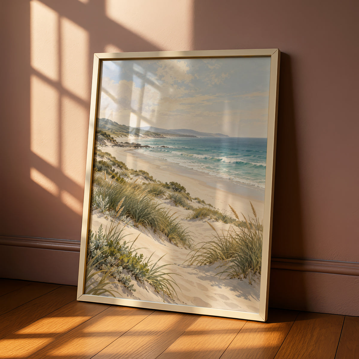 Australian Beach Dunes Print, Coastal Wall Art, Teal Ocean Landscape Poster, Gallery Wall