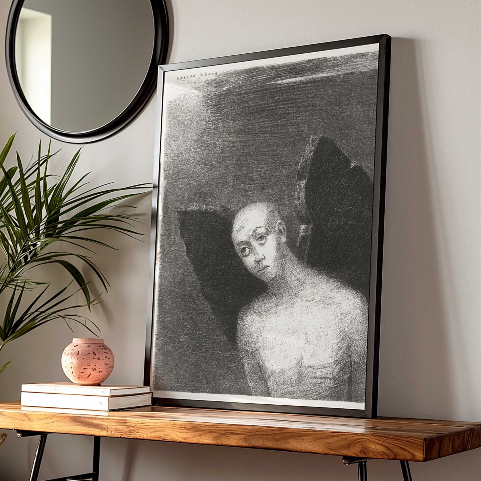 Odilon Redon Halloween Art Print, Dark Surreal Figure Poster, Gothic Wall Art Decor