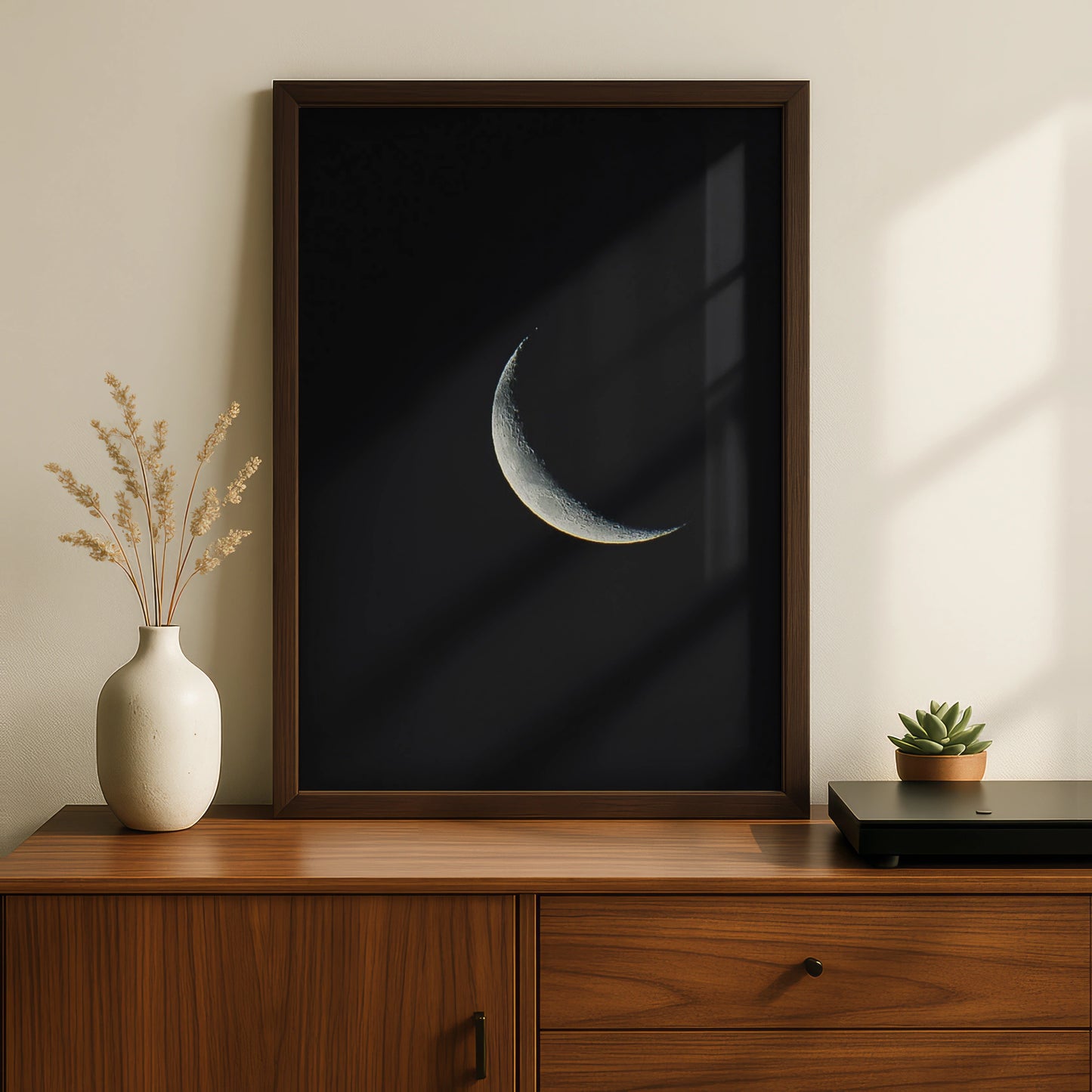 Halloween Crescent Moon Poster, Dark Night Sky Wall Art, Lunar Print, Gothic Celestial Decor