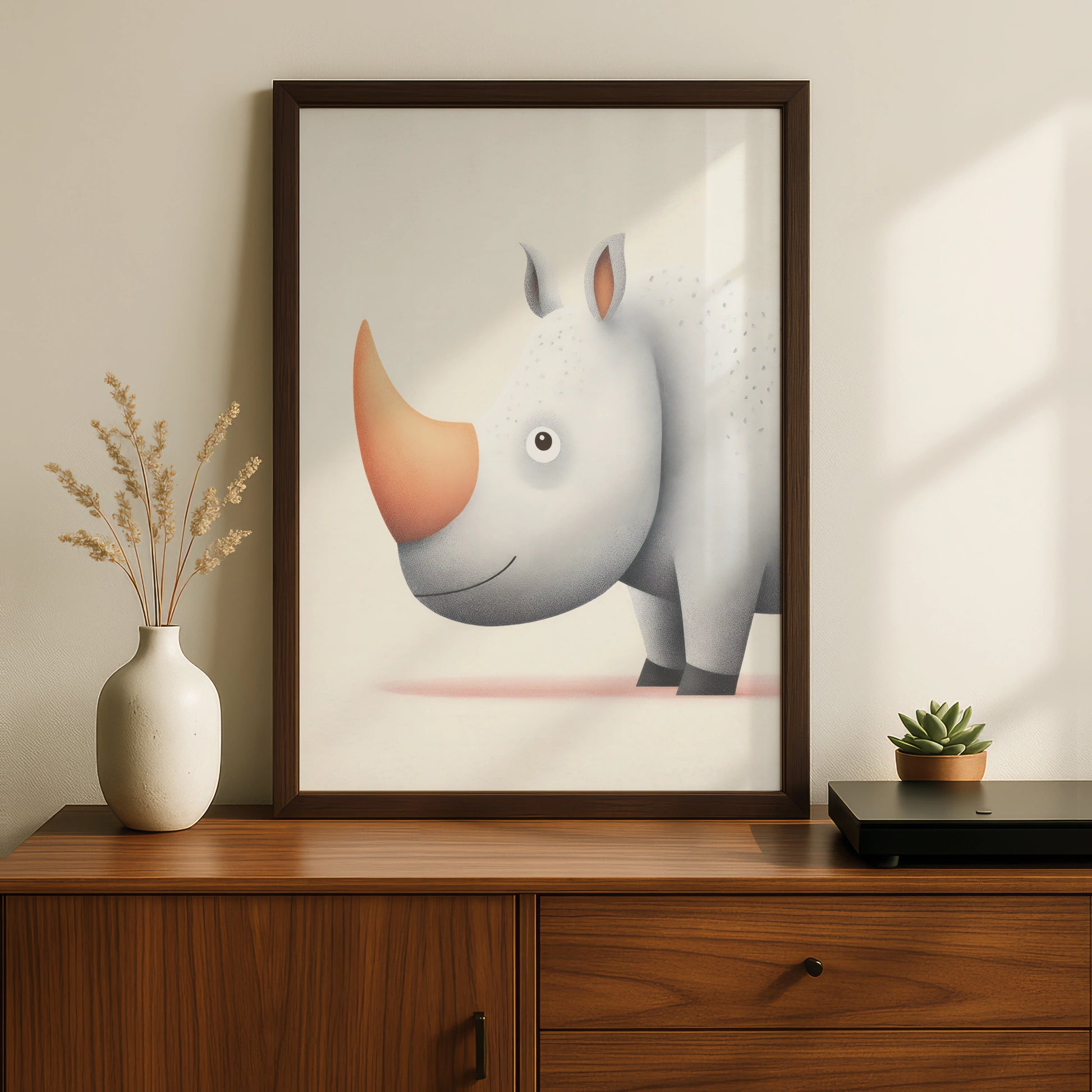 Cute Rhino Nursery Wall Art, Safari Animal Print, Kids Room Poster, Baby Shower Gift