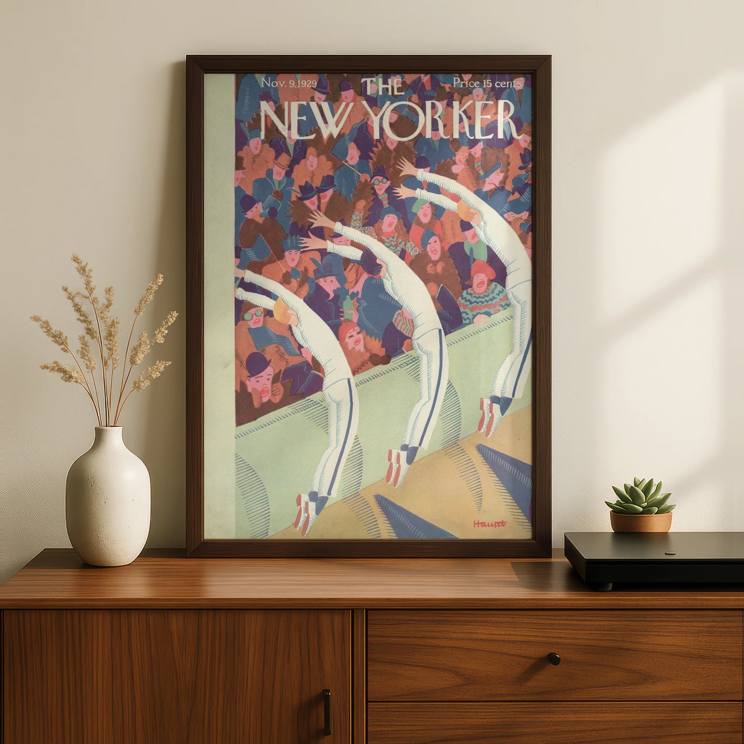 New Yorker 1929 Cover Poster, Vintage Art Deco Dancers, Crowd Scene Wall Art Print