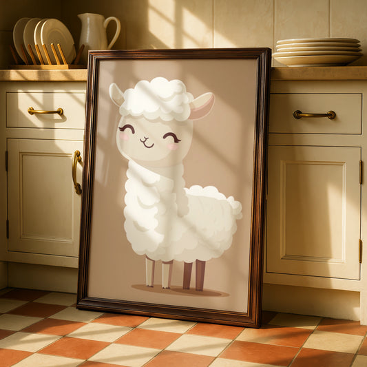 Cute Llama Nursery Wall Art, Baby Animal Poster, Neutral Boho Kids Room Print, Alpaca Decor
