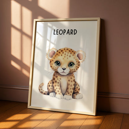 Leopard Nursery Wall Art, Baby Animal Print, Safari Poster for Kids Room Decor
