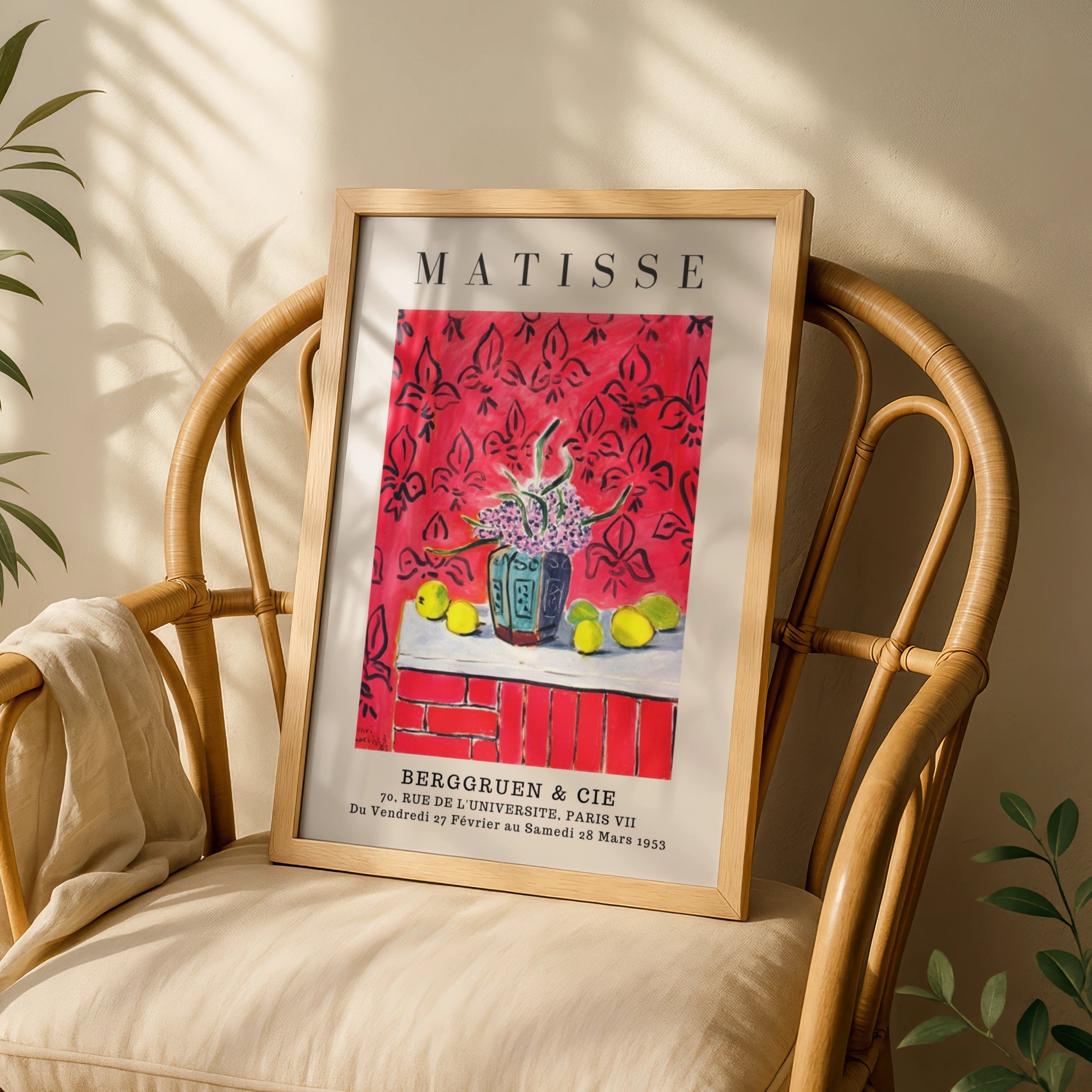 Red Floral Still Life Wall Art Print, Colourful Vintage Gallery Poster – product image 3