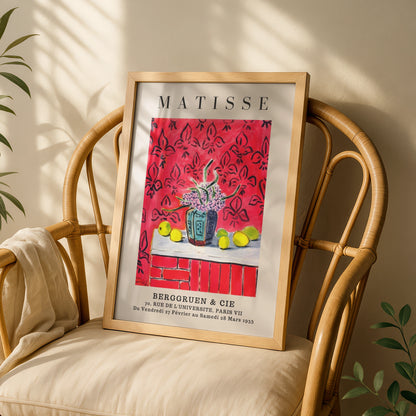 Red Floral Still Life Wall Art Print, Colourful Vintage Gallery Poster – product image 3